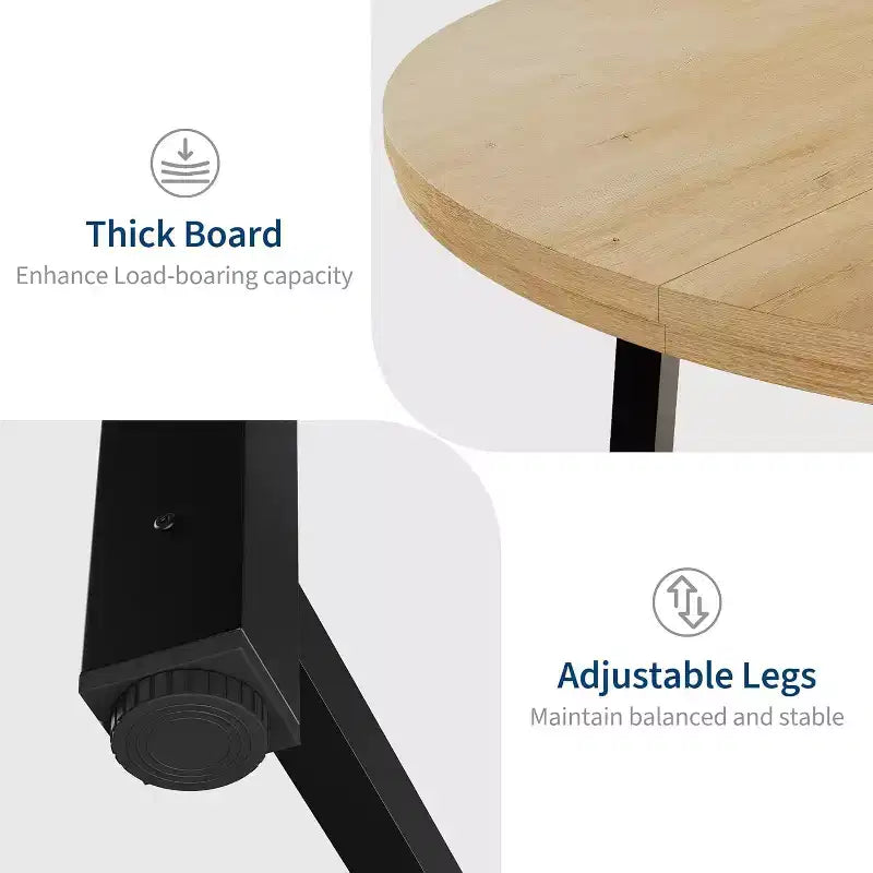 CuisinSmart 47.2 Round Dining Table, Industrial Dinner Table for 4 to 6, Wooden Kitchen Table with Sturdy Metal Frame & Rustic Finish