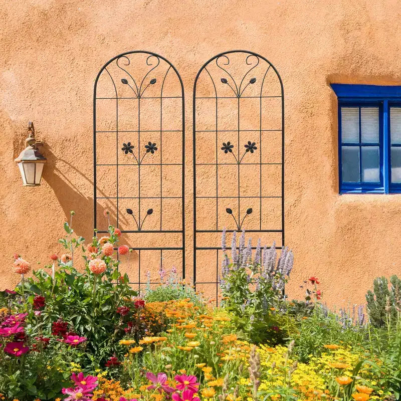 MAYEERTY 2 Pack 86.7 x 19.7 Black Rustproof Metal Garden Trellis for Climbing Plants