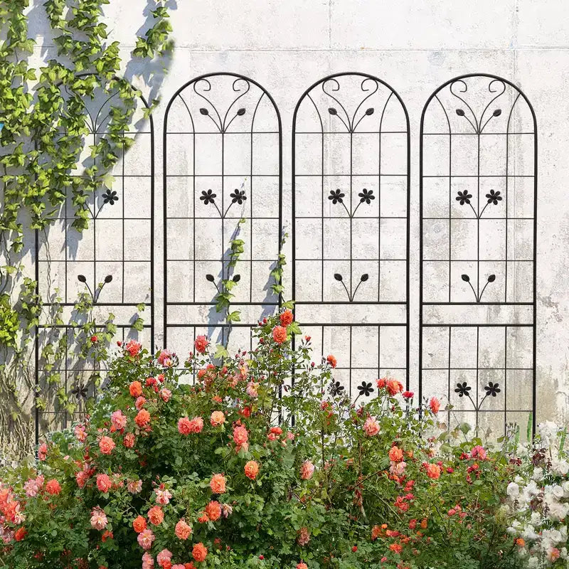 MAYEERTY 2 Pack 86.7 x 19.7 Black Rustproof Metal Garden Trellis for Climbing Plants