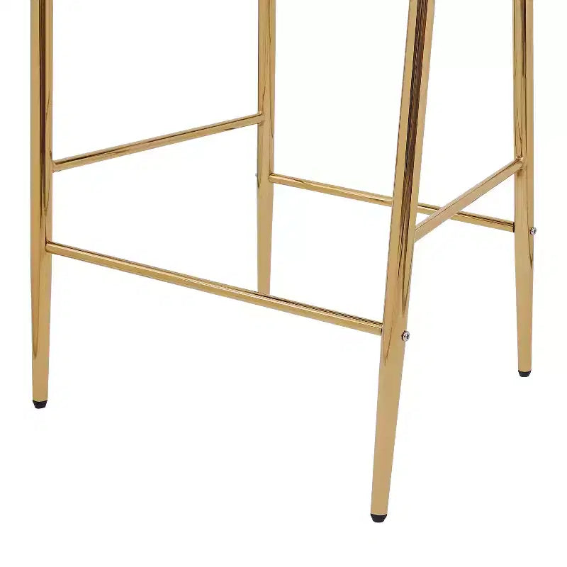 MAYEERTY Set of 2 28.75in Counter Height Bar Stools Velvet Upholstered Golden Legs With Footrest Gray for Kitchen Island