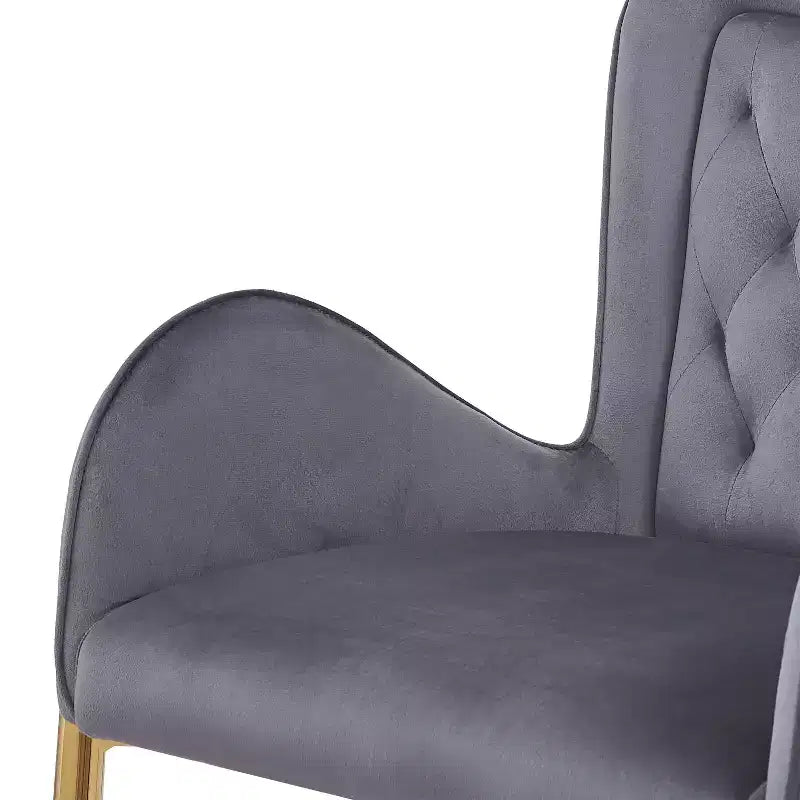 MAYEERTY Set of 2 28.75in Counter Height Bar Stools Velvet Upholstered Golden Legs With Footrest Gray for Kitchen Island
