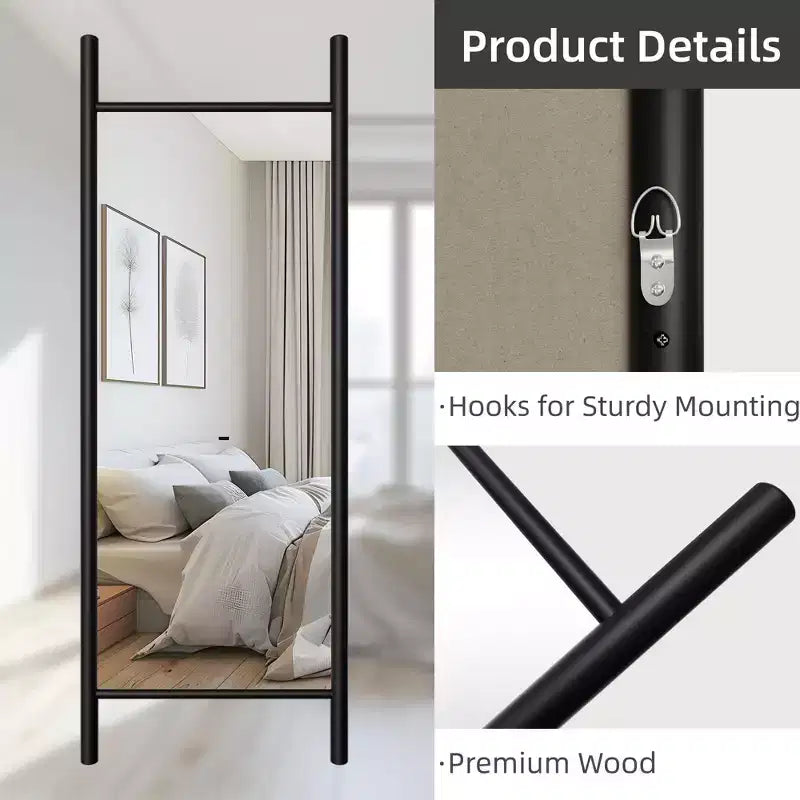 PexFix 24 in. W x 63 in. H Ladder-Style Solid Wood Framed Mirror in Brown