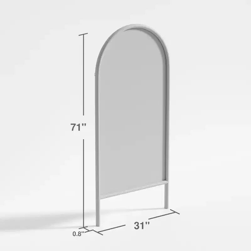 PexFix 31 in. W x 71 in. H Ladder-Style Arched Solid Wood Framed Mirror in Brown