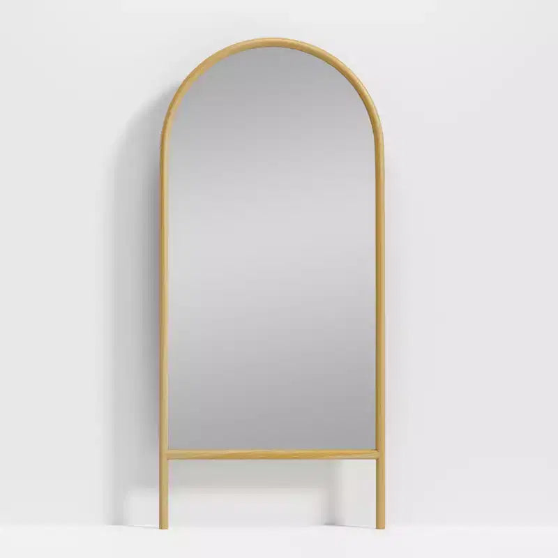 PexFix 31 in. W x 71 in. H Ladder-Style Arched Solid Wood Framed Mirror in Brown