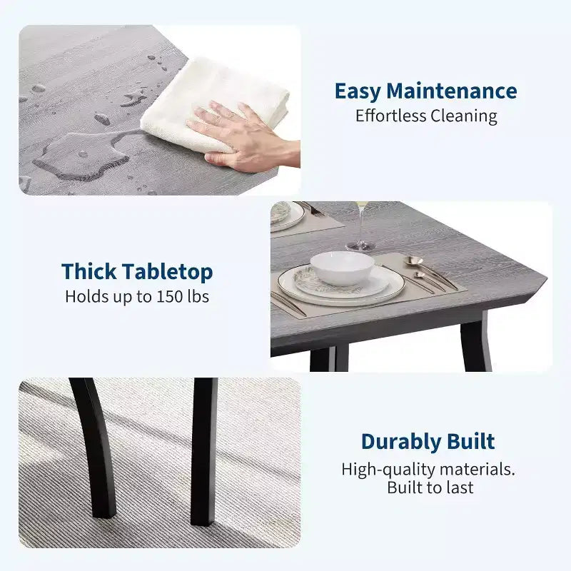 Modern 5-Piece Dining Set for 4, Chair Set with Comfy Padded Seats, Sturdy Metal Frame, Space-Saving Design, Perfect for Home & Apartment