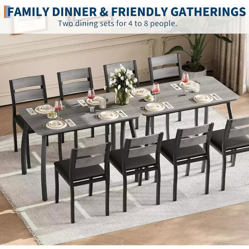 Modern 5-Piece Dining Set for 4, Chair Set with Comfy Padded Seats, Sturdy Metal Frame, Space-Saving Design, Perfect for Home & Apartment