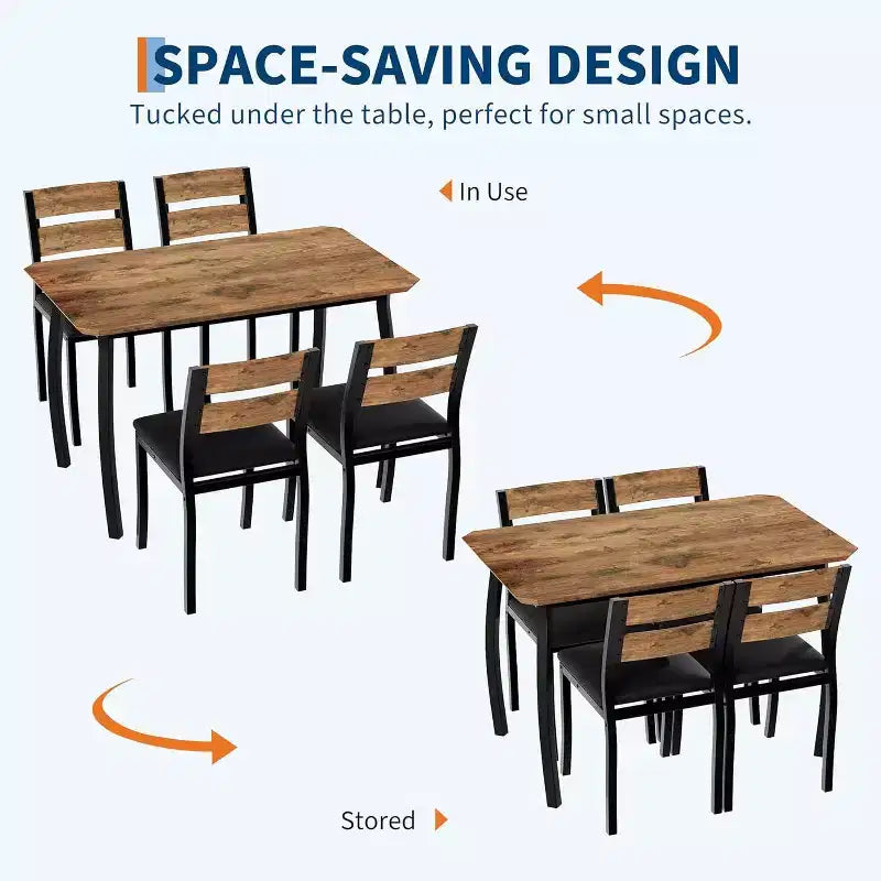 Modern 5-Piece Dining Set for 4, Chair Set with Comfy Padded Seats, Sturdy Metal Frame, Space-Saving Design, Perfect for Home & Apartment