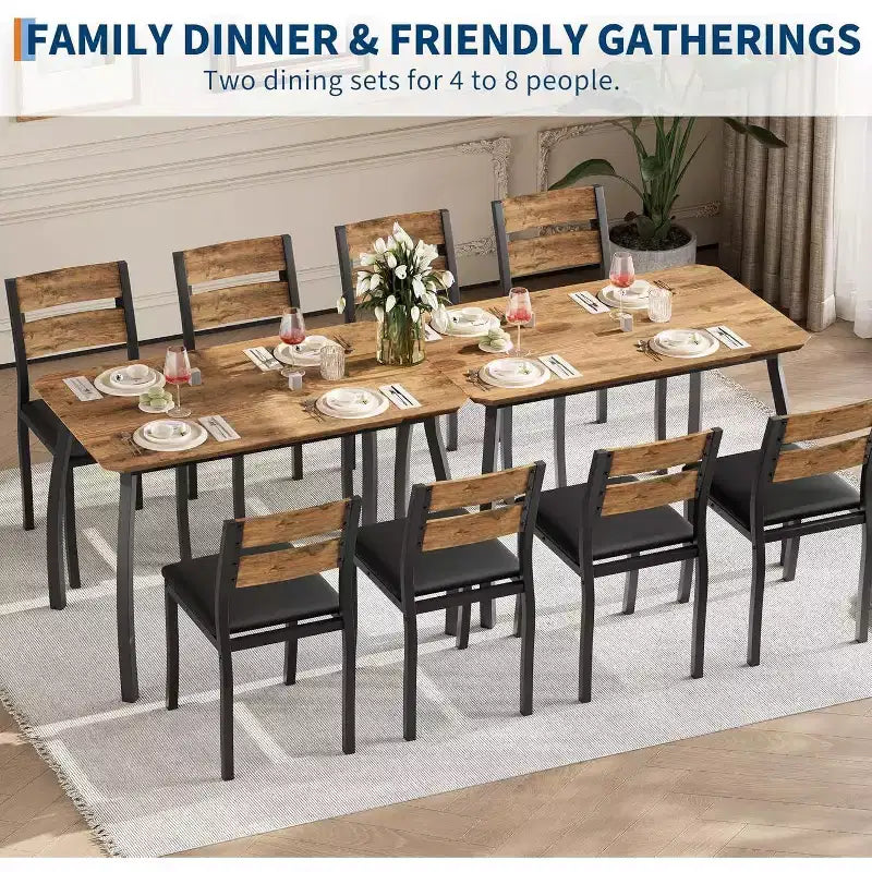 Modern 5-Piece Dining Set for 4, Chair Set with Comfy Padded Seats, Sturdy Metal Frame, Space-Saving Design, Perfect for Home & Apartment