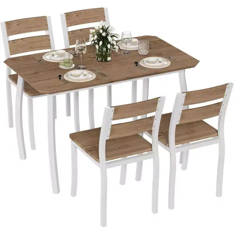 Modern 5-Piece Dining Set for 4, Chair Set with Comfy Padded Seats, Sturdy Metal Frame, Space-Saving Design, Perfect for Home & Apartment
