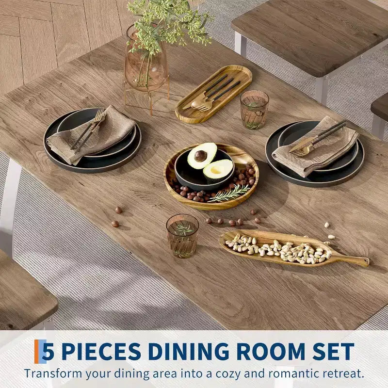 Modern 5-Piece Dining Set for 4, Chair Set with Comfy Padded Seats, Sturdy Metal Frame, Space-Saving Design, Perfect for Home & Apartment