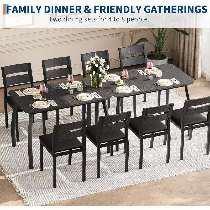 Modern 5-Piece Dining Set for 4, Chair Set with Comfy Padded Seats, Sturdy Metal Frame, Space-Saving Design, Perfect for Home & Apartment