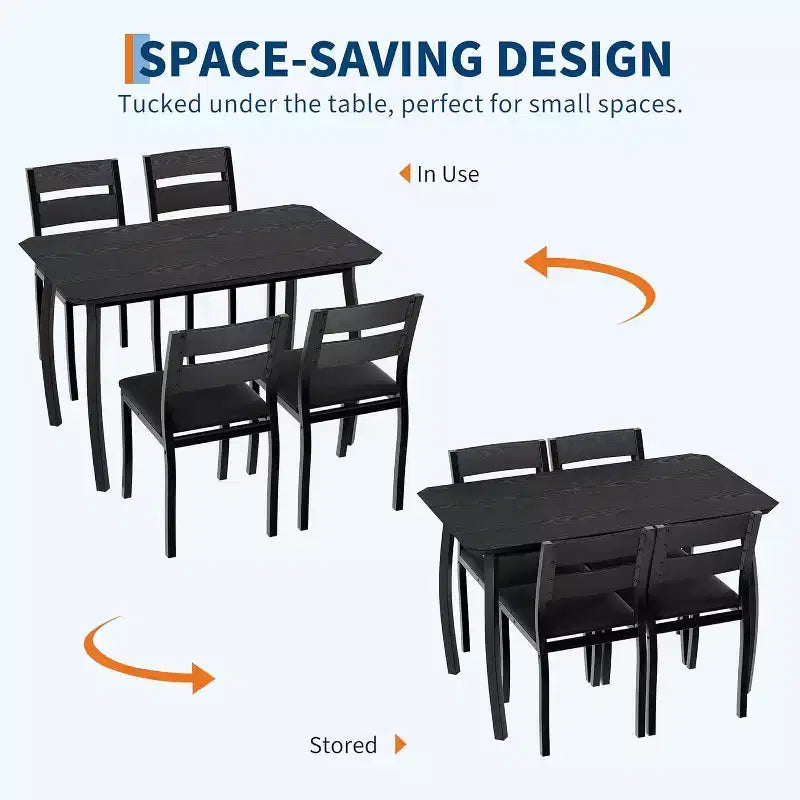 Modern 5-Piece Dining Set for 4, Chair Set with Comfy Padded Seats, Sturdy Metal Frame, Space-Saving Design, Perfect for Home & Apartment
