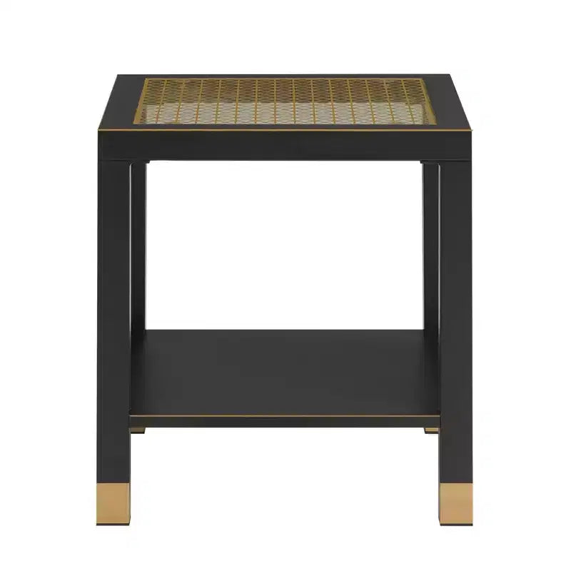 Probe Hues Mid-Century Metal & Glass End Table - Storage Shelf & Sofa-Side Height
