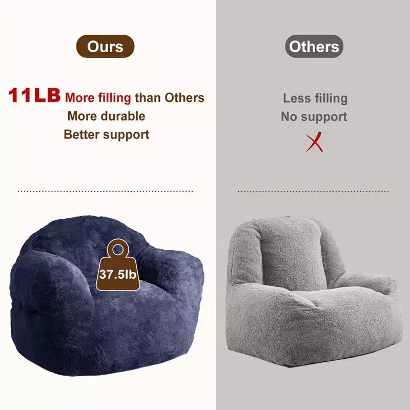 GustoWave Extra Large Bean Bag Chair for Bedroom & Living Room, Blue