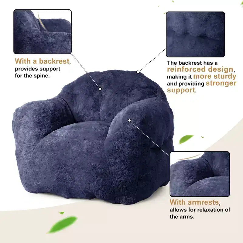GustoWave Extra Large Bean Bag Chair for Bedroom & Living Room, Blue