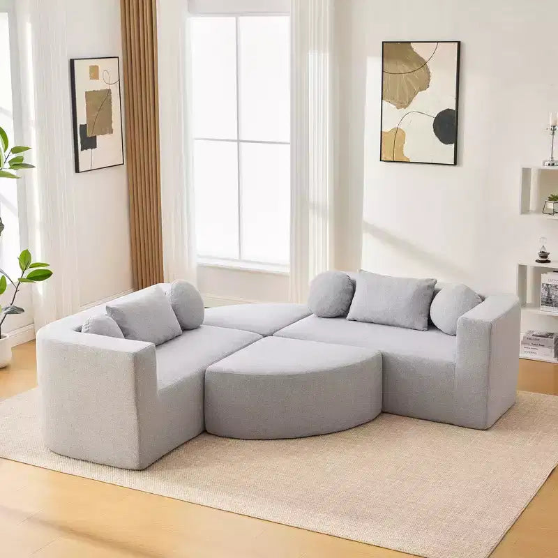 Whisen Boneless Couch Modular Sectional Sofa & Compression Sofa with Deep Seating and Curved Design
