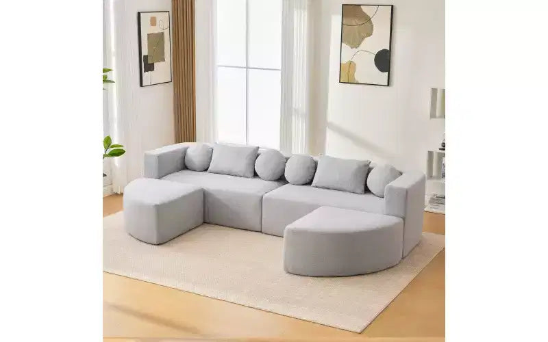 Whisen Boneless Couch Modular Sectional Sofa & Compression Sofa with Deep Seating and Curved Design