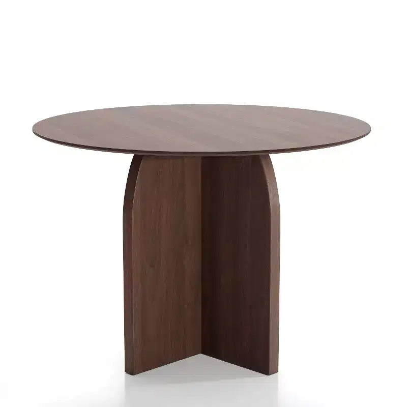 PexFix 42 x42 Solid Wood Round Dining Table with Walnut Finish and Elegant Arched Legs for Modern Dining Rooms & Kitchens