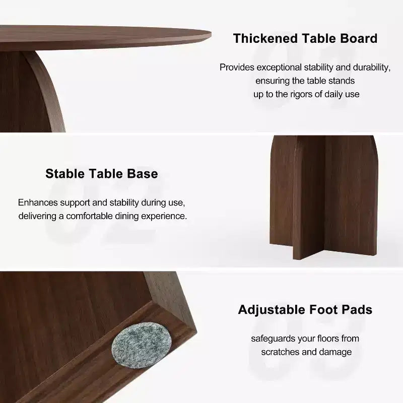PexFix 42 x42 Solid Wood Round Dining Table with Walnut Finish and Elegant Arched Legs for Modern Dining Rooms & Kitchens