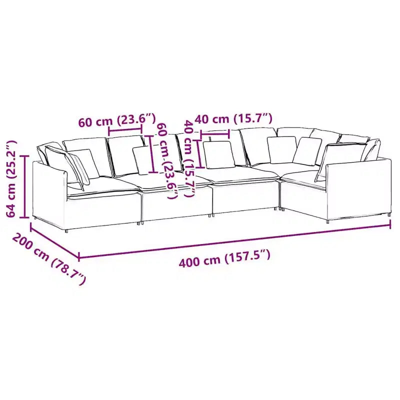 vidaXL Modular Sofa Set - Velvet Dark Gray - Modern Furniture for Living Room & Lounge - Metal & Wood Frame - 157.5 x 78.7 - Indoor Use