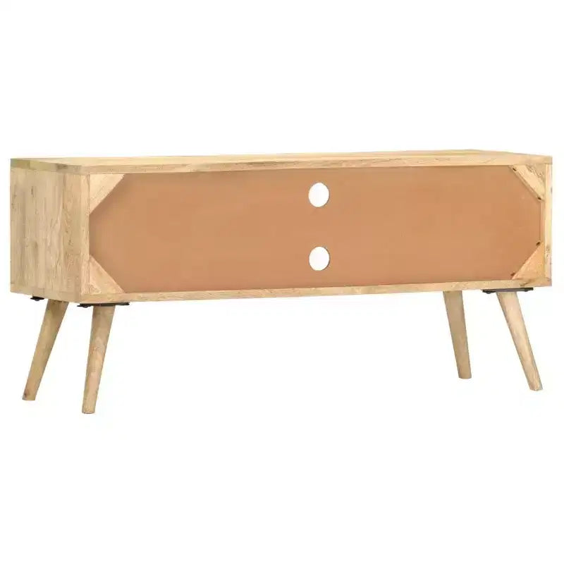 vidaXL TV Stand Natural Mango Wood with Black Accents