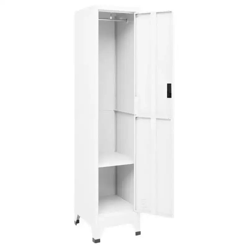 vidaXL Locker Cabinet White Steel Tall Locker Cabinet Rectangular