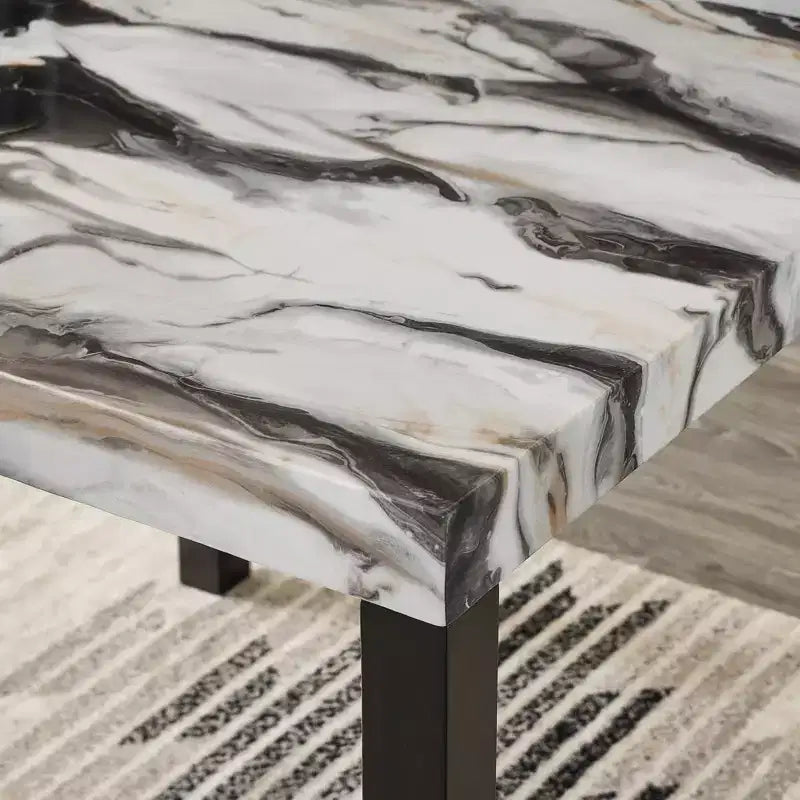 Roundhill Furniture Cavira Modern Faux Marble Counter Height Dining Table