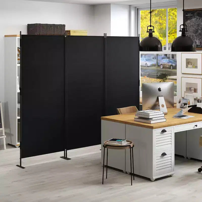 Sandinrayli 6Ft Room Divider Privacy Screen 2 Pack , Black