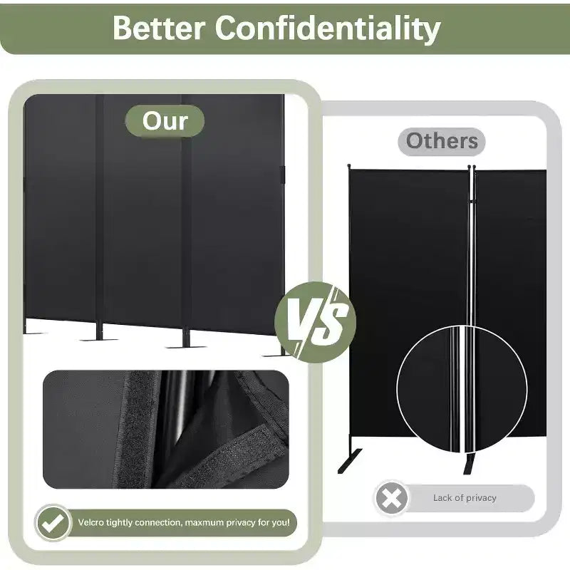 Sandinrayli 6Ft Room Divider Privacy Screen 2 Pack , Black