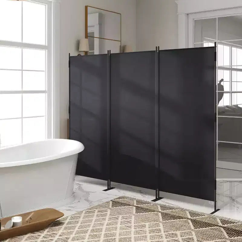 Sandinrayli 6Ft Room Divider Privacy Screen 2 Pack , Black