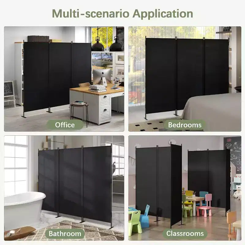 Sandinrayli 6Ft Room Divider Privacy Screen 2 Pack , Black