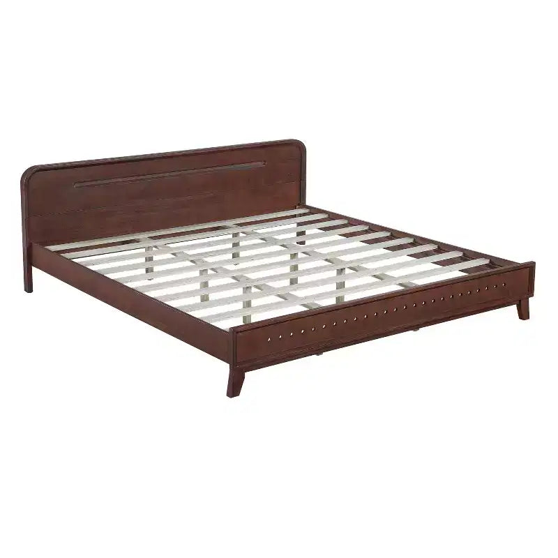 The Misty Moon 82.7 X 77.6 Dark Walnut King Size Pine And Solid Wood Bed No Box Spring Needed