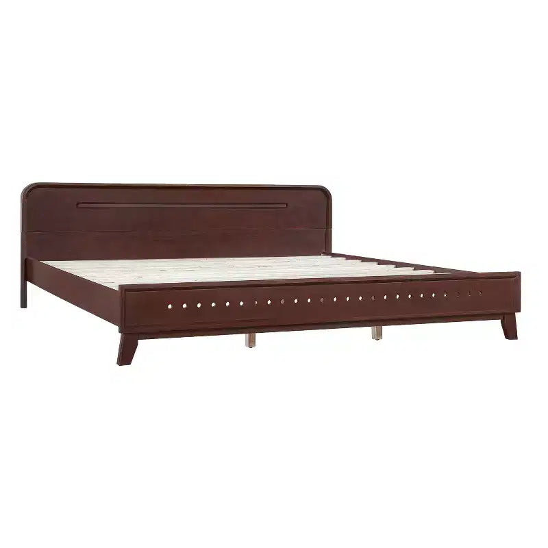 The Misty Moon 82.7 X 77.6 Dark Walnut King Size Pine And Solid Wood Bed No Box Spring Needed