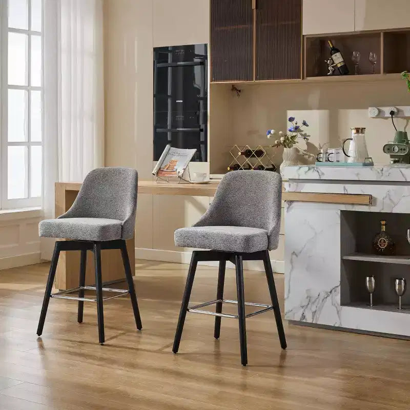 26 Counter Height Barstools,Mid Century Bar Chairs with Back & Wood Legs for Dining Room Kitchen Island