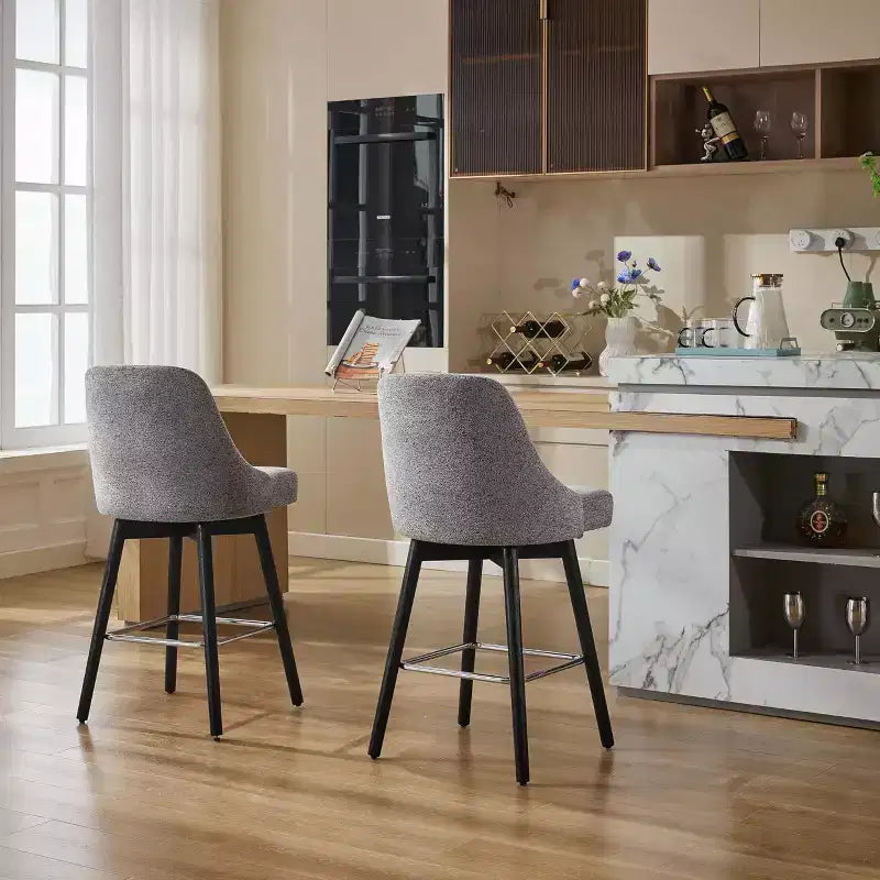 26 Counter Height Barstools,Mid Century Bar Chairs with Back & Wood Legs for Dining Room Kitchen Island