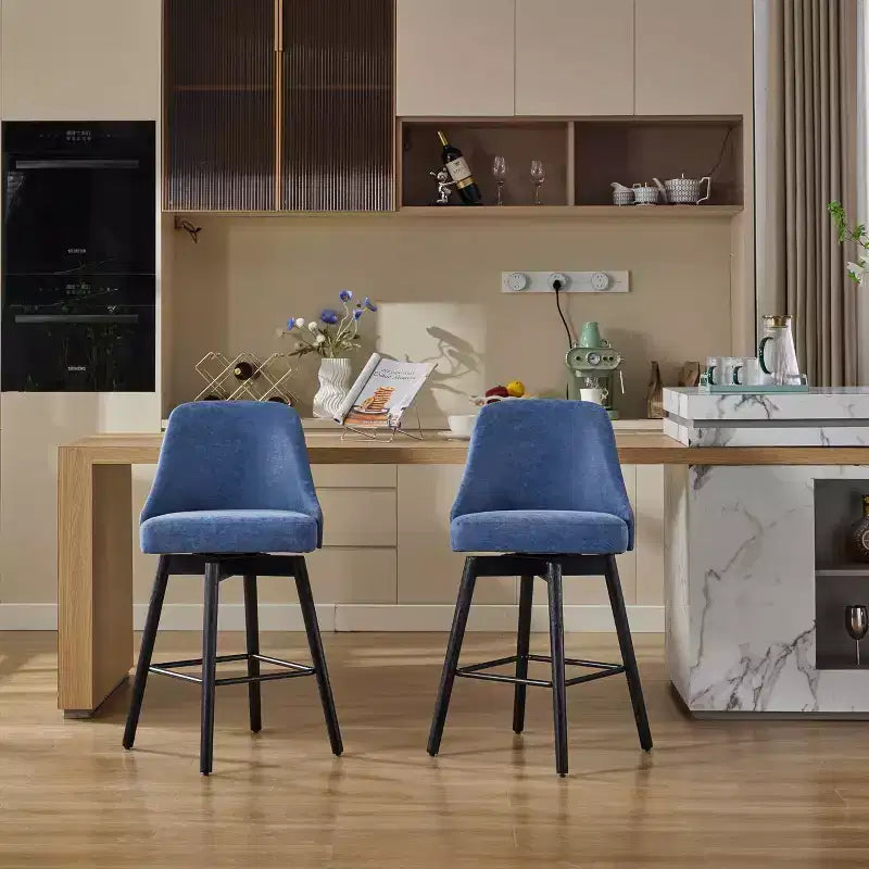 26 Counter Height Barstools,Mid Century Bar Chairs with Back & Wood Legs for Dining Room Kitchen Island