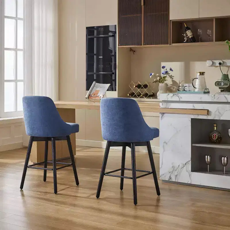 26 Counter Height Barstools,Mid Century Bar Chairs with Back & Wood Legs for Dining Room Kitchen Island