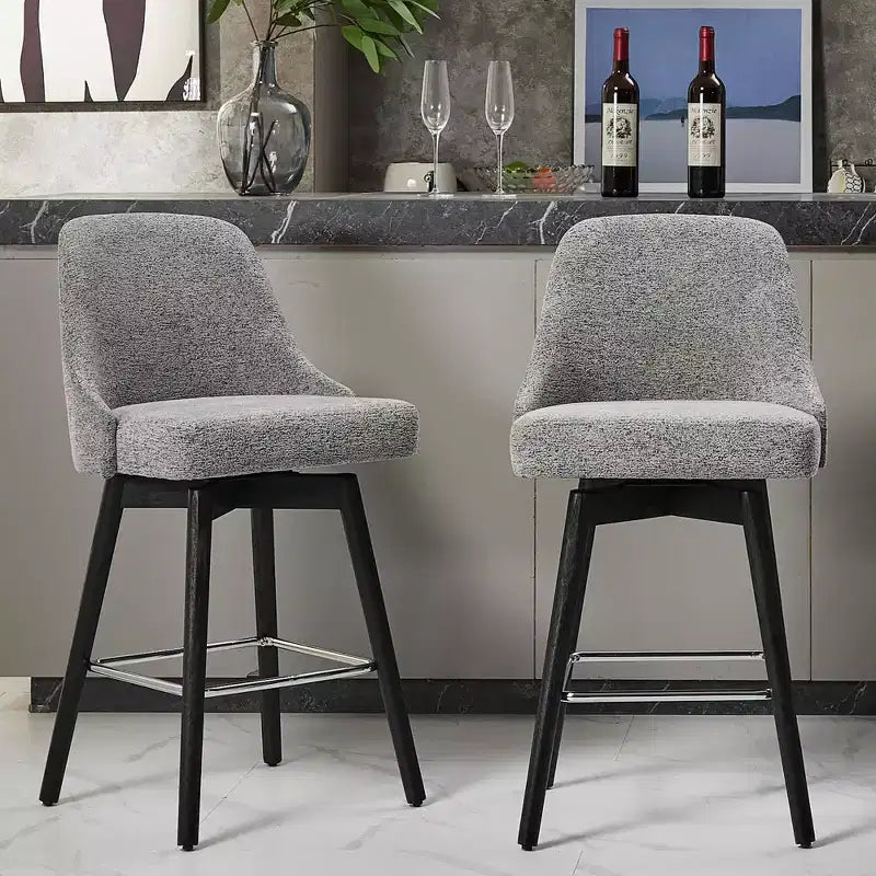 26 Counter Height Barstools,Mid Century Bar Chairs with Back & Wood Legs for Dining Room Kitchen Island