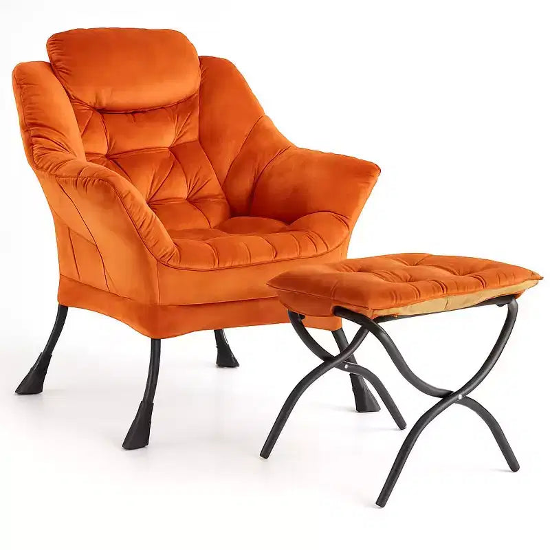 TROPOW Lazy Chair with Ottoman, Modern Lounge Accent Chair,Leisure Sofa Armchair with Footrest,Reading Armchair with Side Pocket for Living Room
