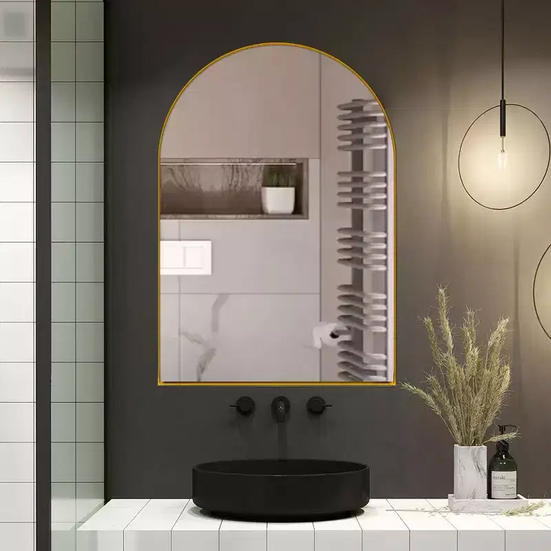 24x36 Inch Arched Recessed Medicine Cabinet, Metal Framed Bathroom Wall Cabinet with Mirror and Adjustable Shelves