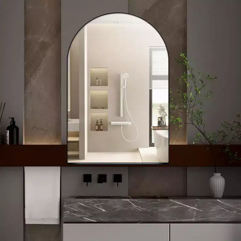 24x36 Inch Arched Recessed Medicine Cabinet, Metal Framed Bathroom Wall Cabinet with Mirror and Adjustable Shelves