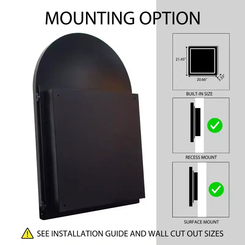 24x36 Inch Arched Recessed Medicine Cabinet, Metal Framed Bathroom Wall Cabinet with Mirror and Adjustable Shelves