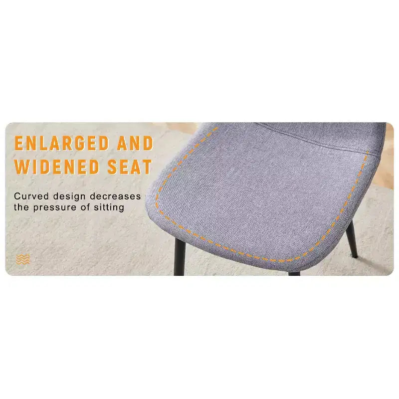 MAYEERTY Set of 4 Luxury Simple Dining Chairs Light Gray Linen Cotton Black Metal Legs Fits Diverse Decor