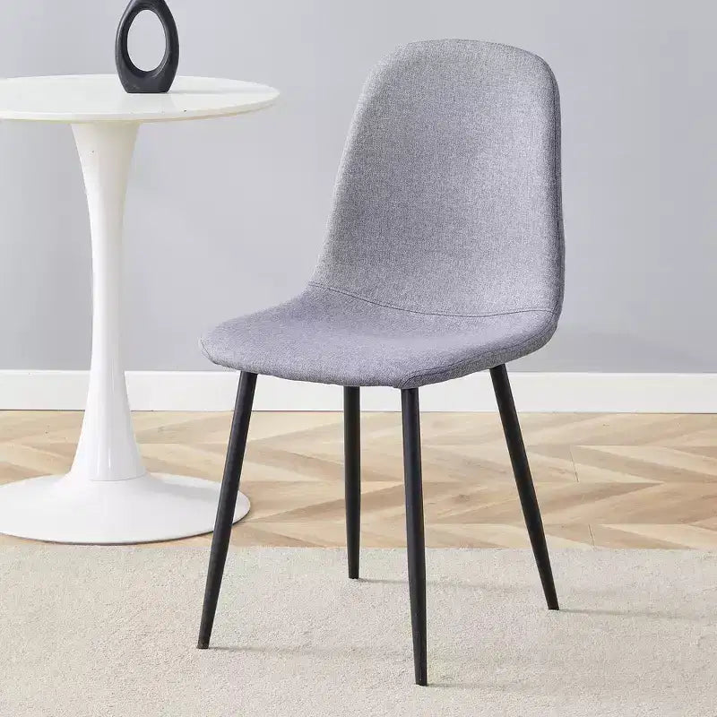 MAYEERTY Set of 4 Luxury Simple Dining Chairs Light Gray Linen Cotton Black Metal Legs Fits Diverse Decor
