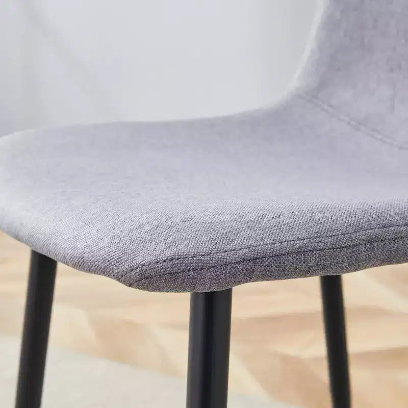 MAYEERTY Set of 4 Luxury Simple Dining Chairs Light Gray Linen Cotton Black Metal Legs Fits Diverse Decor