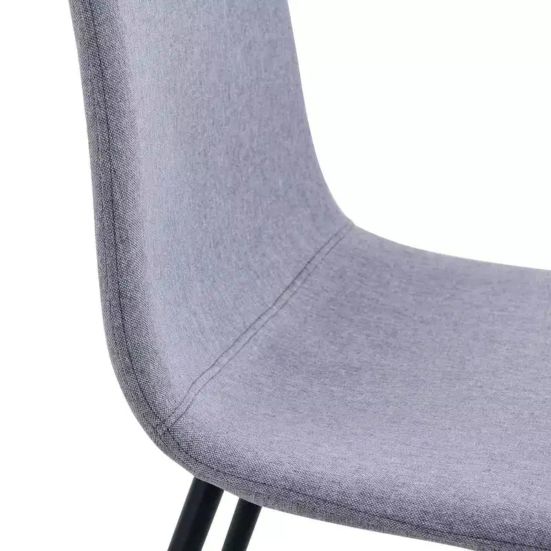 MAYEERTY Set of 4 Luxury Simple Dining Chairs Light Gray Linen Cotton Black Metal Legs Fits Diverse Decor