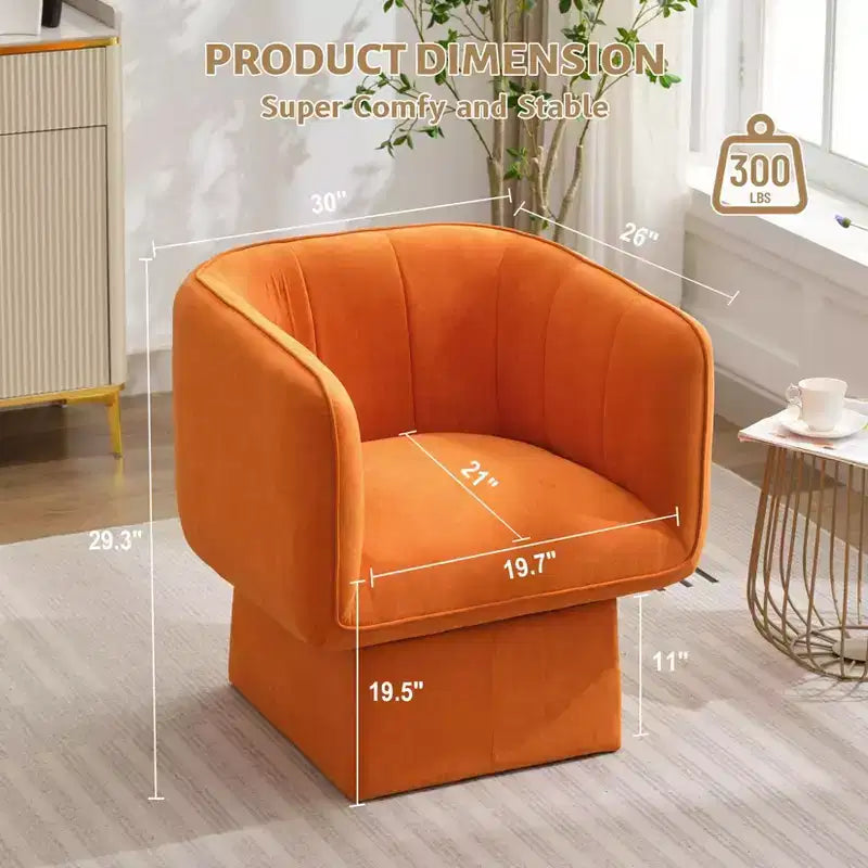 GustoWave Modern 360 Swivel Accent Chair, Swivel Round Barrel Chair with Wide Cushion, Fluffy Velvet Fabric Sofa Chairs