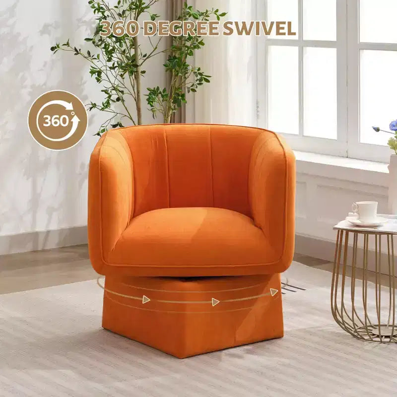 GustoWave Modern 360 Swivel Accent Chair, Swivel Round Barrel Chair with Wide Cushion, Fluffy Velvet Fabric Sofa Chairs