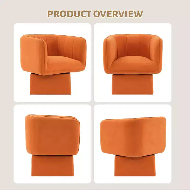 GustoWave Modern 360 Swivel Accent Chair, Swivel Round Barrel Chair with Wide Cushion, Fluffy Velvet Fabric Sofa Chairs