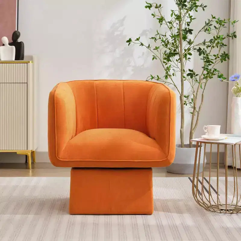 GustoWave Modern 360 Swivel Accent Chair, Swivel Round Barrel Chair with Wide Cushion, Fluffy Velvet Fabric Sofa Chairs